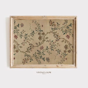 Vintage Floral Tapestry Art Print | Neutral Silk Textile Pattern Decor | Digital Download | #V150