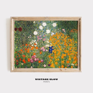 Gustav Klimt Flower Garden Print | Horizontal Floral Landscape Decor | Digital Download | #V273