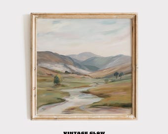 Midcentury Western Landscape Print | Retro California Colorado Travel Decor | Colorful Nature Art | Digital Download