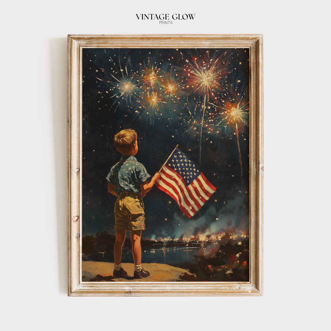 Vintage 4th of July Print | Boy With American Flag (digital Download ...