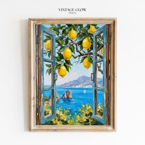 Coastal Lemon Tree Art Print | Italian Seaside View (Digital Download)