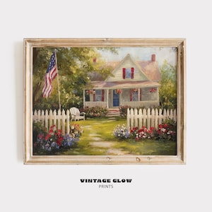 Vintage 4th of July Printable Art | Summer Cottage Americana Decor | Independence Day Wall Print | Farmhouse Style Digital Download | #V67