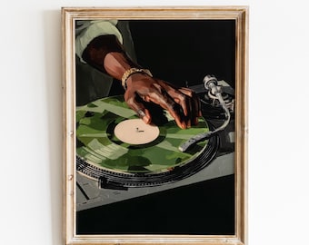 Hip Hop DJ Art Print | Vinyl Record, Turntable (Digital Download)