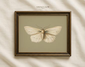 Illustrazione vintage di una falena, stampa artistica da parete / Stampa entomologica antica / Decorazione con insetti in stile dark academia