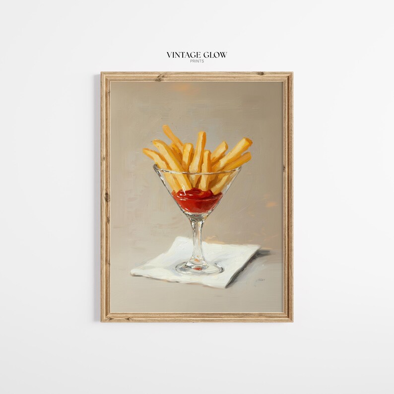 Impressão de Taça de Martini com Batatas Fritas | Arte de Parede Divertida para Bar de Coquetéis | Download Digital | #V152 imagem 4