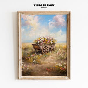 Wildblumen Warenkorb Druck | Vintage Frühlingsblumen Kunst | Landschaftsmalerei | Bauernhaus-Wand-Dekor | Druckbare Blumen Download | #V10