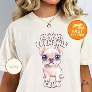Kawaii Frenchie Club shirt, cute pastel dog tee, adorable anime-style French Bulldog design, gift for kawaii pet lovers & dog moms