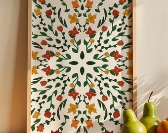 Floral Art Print |  Botanische Wanddekoration | Blumen Wohndekor | Ohne Rahmen