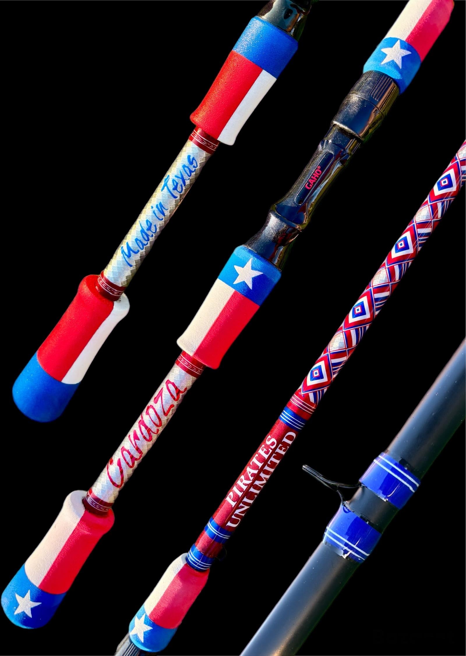 Texas Themed Custom Fishing Rod 7’3” Bass bait casting 12-20lbs.