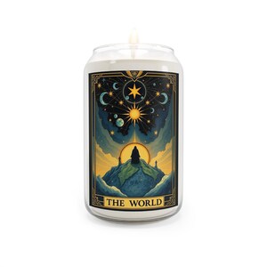 Candela profumata "Il Mondo" Carta dei Tarocchi 13,75 oz - Oltre 70 ore di combustione - Tre profumazioni disponibili