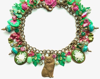 One of a Kind Handmade Cat Bracelet | Cat Themed Charm Bracelet | Cat Jewelry for Woman | Victorian Bracelet | Women's Bracelet