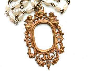 Vintage Angel Necklace - Cherub Pendant - Victorian Necklace - Romantic Jewelry - French Jewelry - French Cherub Jewelry - Angel Jewelry