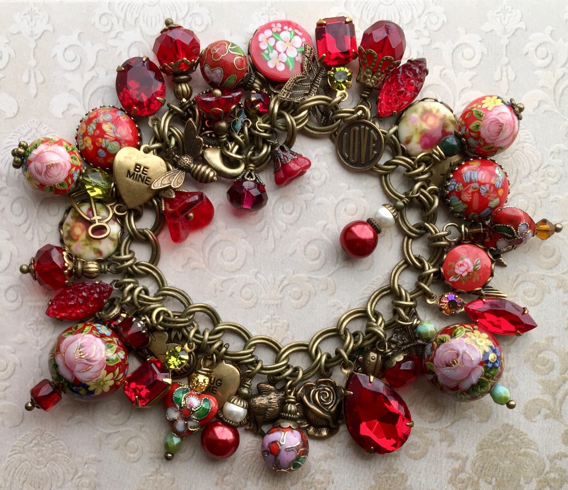 Handmade Vintage Style Charm Bracelet in Red Victorian Etsy Canada