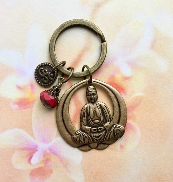 Buddha Keychain Buddha Jewelry Lotus Keychain Om Jewelry Etsy