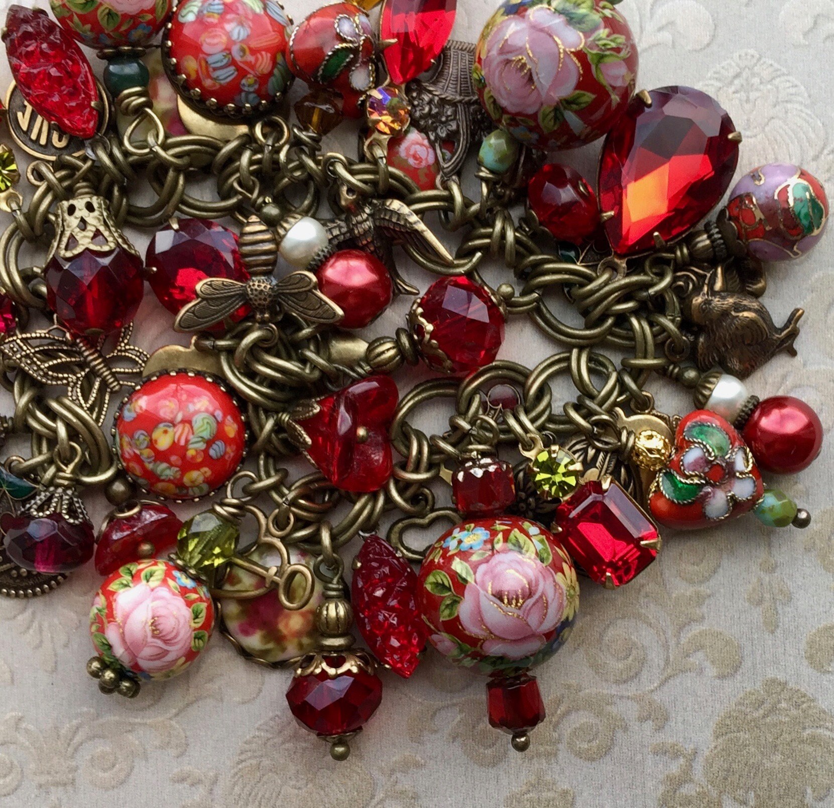 Handmade Vintage Style Charm Bracelet in Red Victorian Etsy Canada