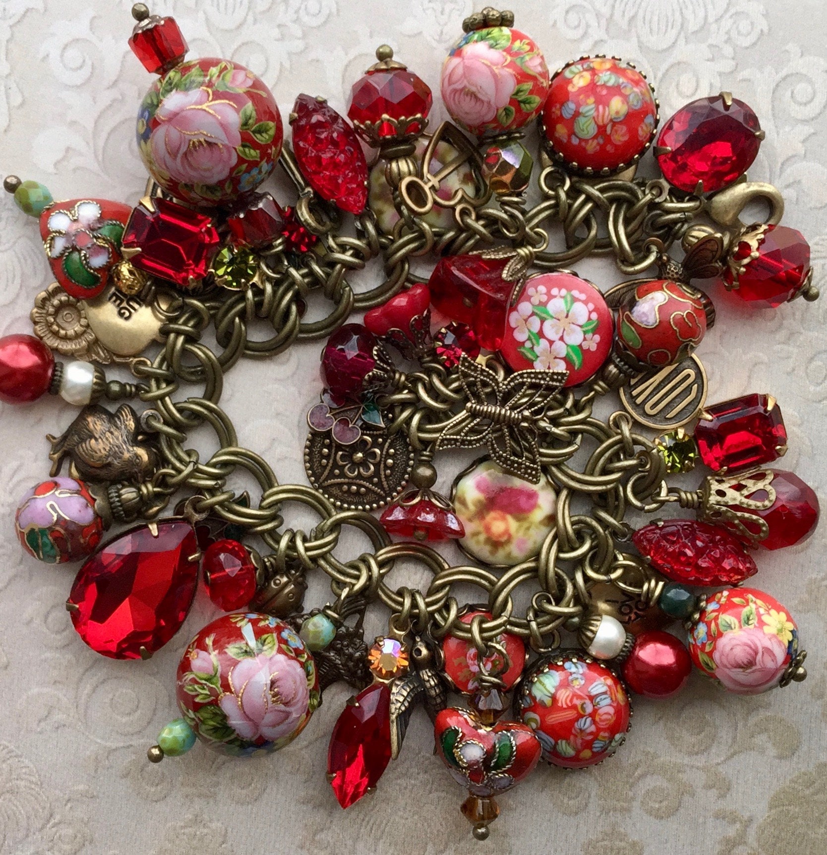Handmade Vintage Style Charm Bracelet in Red Victorian Etsy Canada