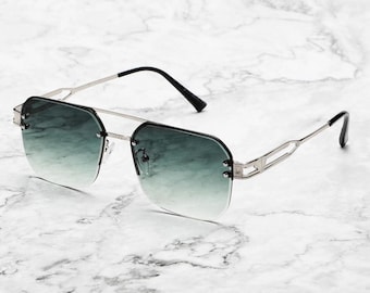 Retro Square Sunglasses – Luxury Metal Frame – Unisex Gradient Lenses
