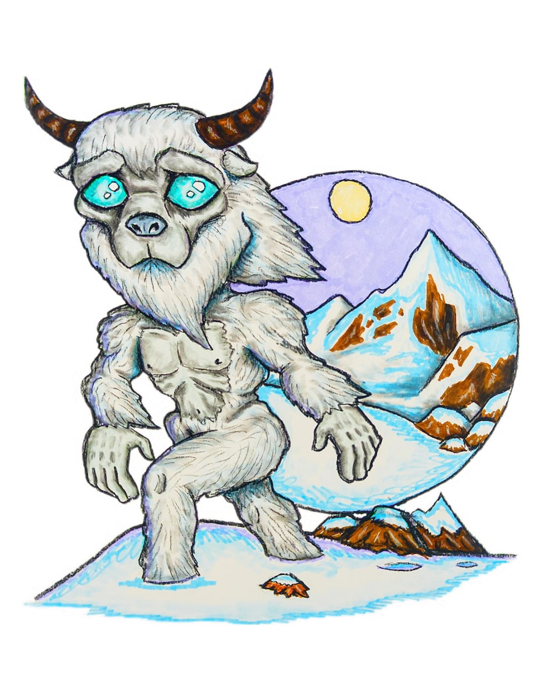 Cute Yeti Print – Cryptid Art, Original Drawing (11”x 14”) - Etsy