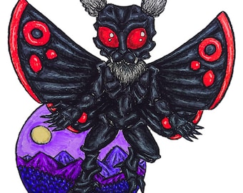 Mothman Print, West Virginia Cryptid Art (11”x 14”