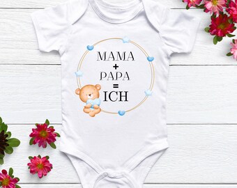 Babybody „ MAMA + PAPA = ICH “ / Schwangerschaftsverkündung Mama und Papa / Schwangerschaftsverkündung / liebevolle Geschenkidee