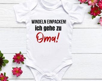 Babybody „Windeln einpacken! ich geh zu Oma!“ / Schwangerschaftsverkündung / Ideal für besondere Familienmomente / liebevolle Geschenkidee