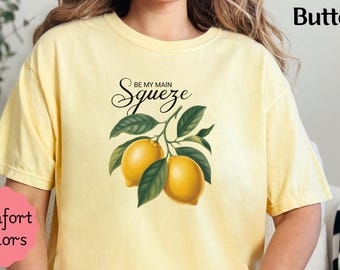 Vintage Lemon Comfort Colors Shirt, Fruit Shirt Summer, Vintage Lemon Shirt, Retro Graphic Shirt, Summer Tshirt, Preppy Tee, Botanical Print