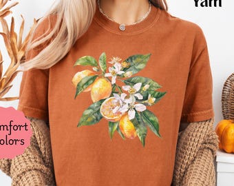 Vintage Lemon Comfort Colors Shirt, Fruit Shirt Summer, Vintage Lemon Shirt, Retro Graphic Shirt, Summer Tshirt, Preppy Tee, Botanical Print