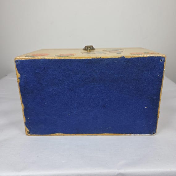 Vtg 60s 70s Decoupage Wooden Box Purse Chain Strap Flowers Mom Baby Couple View 5