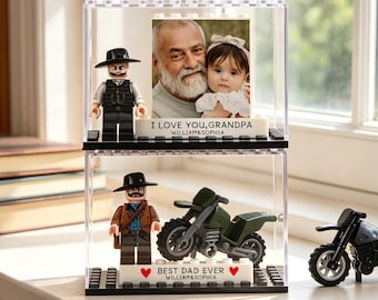 Custom Dad Figurine, Personalized Father's Day Gift, Photo Brick Minifig Desk Organizer