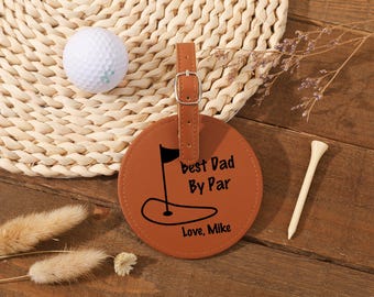 Personalized Leather Golf Bag Tag with Tees: Custom Golfer Gift