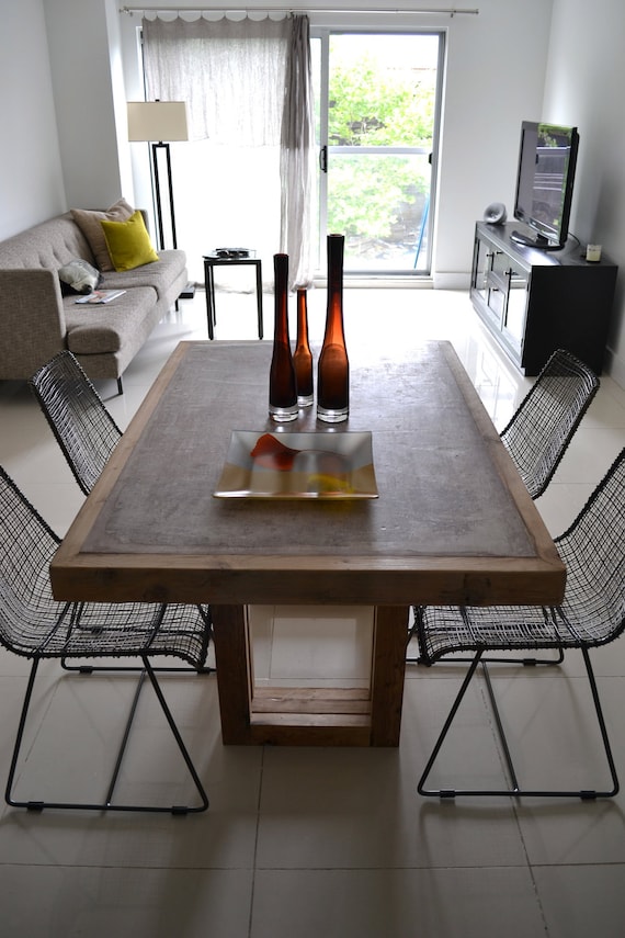 Mesa de comedor hormigón mesa madera concreto y recuperada | Etsy Mesa de comedor hormigón mesa madera concreto y recuperada | Etsy