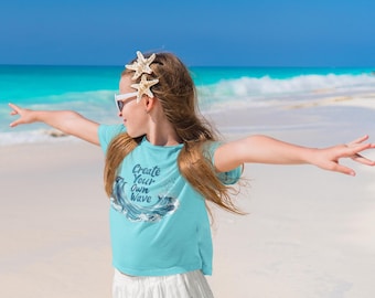 Create Your Own Wave Kids Shirt, Motivational Ocean Shirt, Surf Style Graphic Tee, Empowering Quote Shirt, Water Wave Shirt for Kids