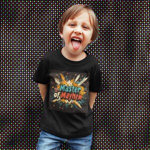 Master of Mayhem Toddler Tee, Fun Kids T-Shirt, Playful Apparel, Gifts for Boys, Birthday Party Outfit, Summer Style, Cute Graphic Tee
