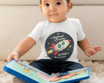 Astronaut in Training Kids Shirt, Funny Rocket Shirt for Kids, Space Lover Tee, Booster Seat Joke Shirt, Toddler Astronaut T-Shirt