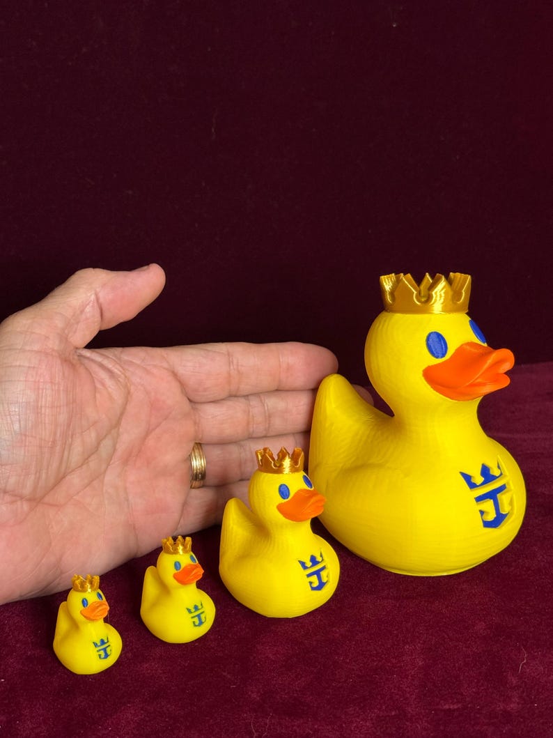 3D Printed Yellow Royal Caribbean Cruise Duck: Collectible Cruising Gift 4 PK of All Sizes