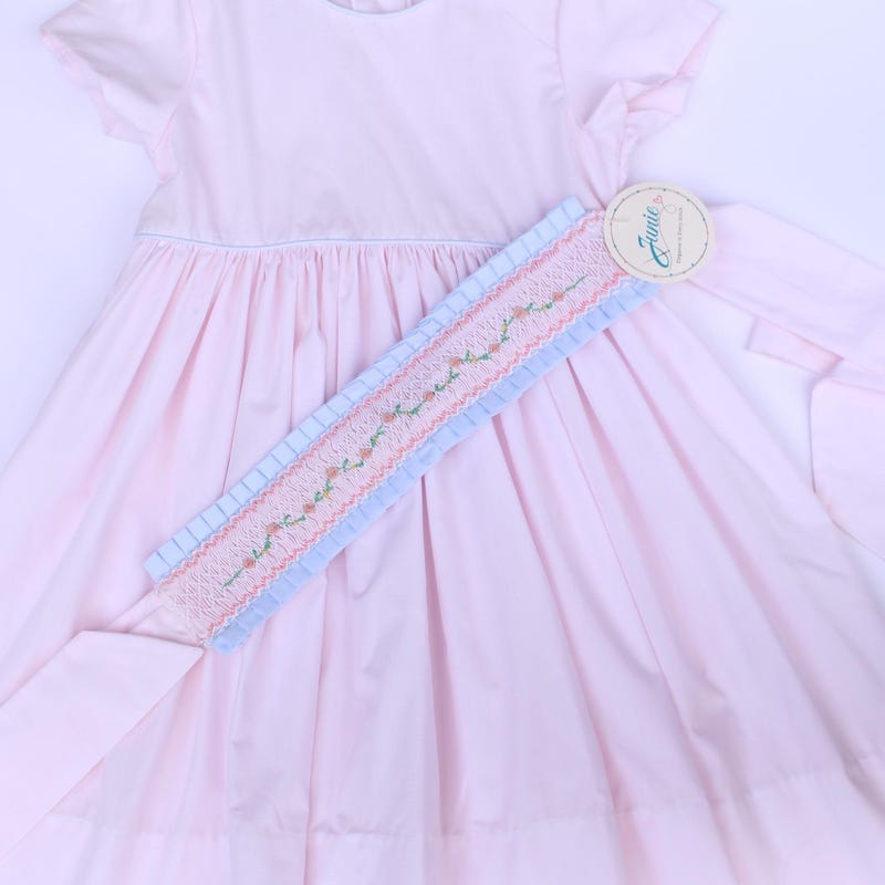 Girls Yellow Floral Hand Smocked Dress - (In Stock)