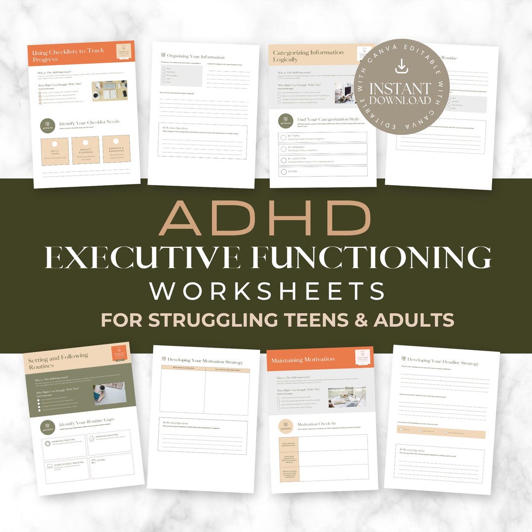 Executive Functioning Worksheets, ADHD Worksheets, Coping Skills ...