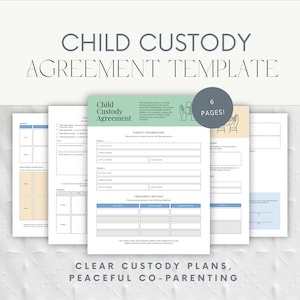 Sorgerechtsvertrag Vorlage | Bearbeitbarer Elternplan, Co-Elternschaftsvereinbarung, druckbares Sorgerechtsformular, gemeinsamer Elternplan