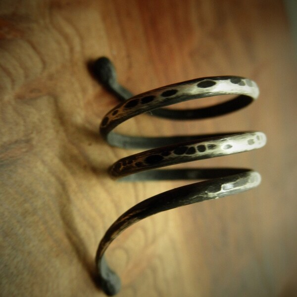 Slang slang spiraal gerecycleerd Zilveren Ring-verdrietig verstelbare Coil Wrap door bleke vis NY, R053