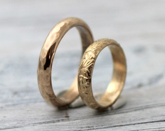 His and Hers Couples Rings-His and Hers wedding Rings-14K Gold Filled Wedding Band Set, R005