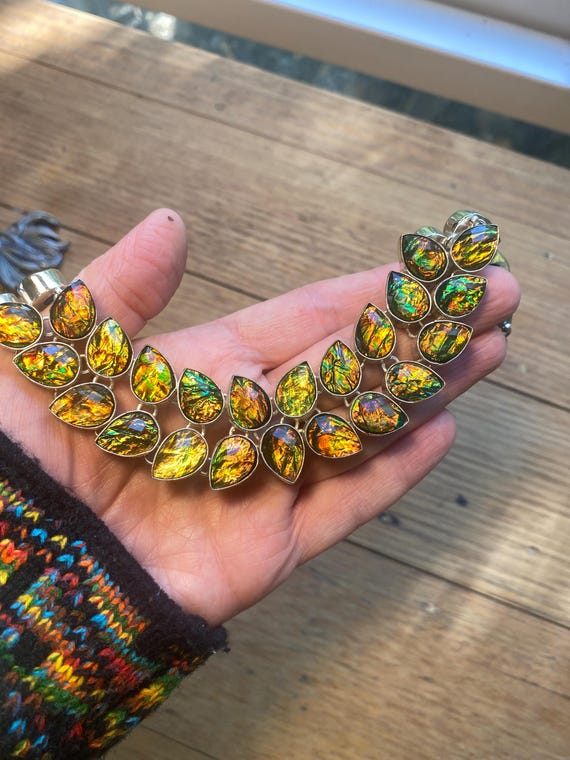 Australian multi coloured opal statement necklace - image 1