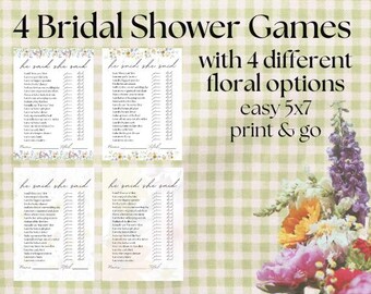 Bridal Shower Games - Petals and Prosecco Bridal Shower Games Pack, Love in Bloom Bridal Shower Games Bundle, Garden Party Game Pack