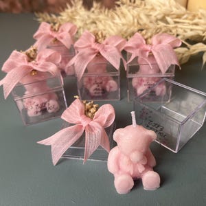 Candela personalizzata a forma di orsetto per baby shower, candela regalo a forma di orsetto per compleanno, candela carina, candela per compleanno e battesimo del bambino, regalo a forma di orsetto rosa.