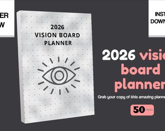 2026 Vision Board Planner, Goal Setting, Manifestation, Canva Template (Digital Download)