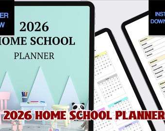 2026 Homeschool Planner, Academic Year Daily Agenda Organizer (Digital Download)