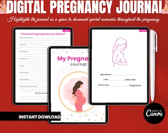 Planificador de embarazo digital, diario de embarazo, diario de embarazo con hipervínculos, bebé recién nacido, mamá primeriza, iPad Goodnotes para el embarazo, planificador de bebé