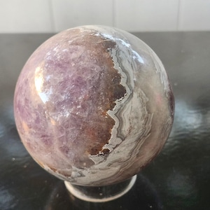 Amethyst lace agate sphere! 84mm, 3.3 inches, 1.14 pounds