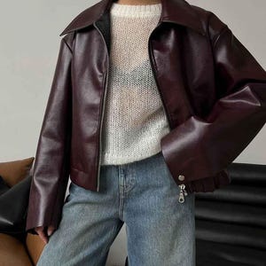 Blouson aviateur classique en cuir patiné pour femme, veste en cuir oversize vintage old school casual wear pour femme, cadeau pour femme,