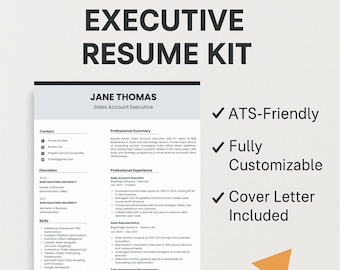 Sales Executive Resume Template: ATS-Friendly, Modern CV & Cover Letter (Digital Download)