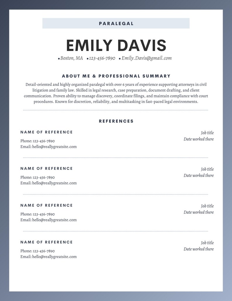 Editable Reference Sheet Template: Modern Canva Design (PDF) - Etsy